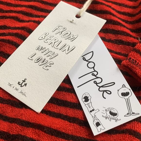 Noe & Zoe Terry Ruffle Body Onesie Red Stripes Size 0-3M NWT - Picture 4 of 8